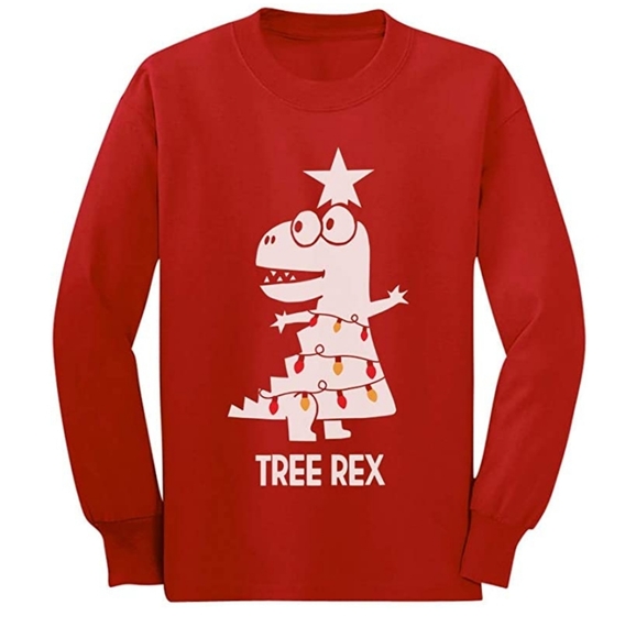 TStars Tree Rex red long sleeve t-shirt - Picture 1 of 9